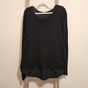 ⭐️40% Off⭐️ Lauren Ralph Lauren Black Layered Lace Sweater